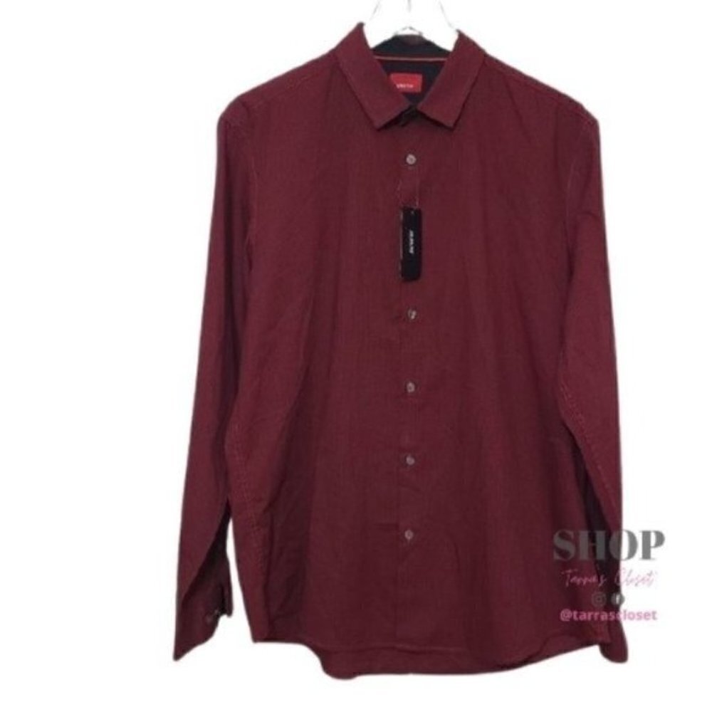 Alfani Men's Red Button-Down Slim Fit Shirt Sz L